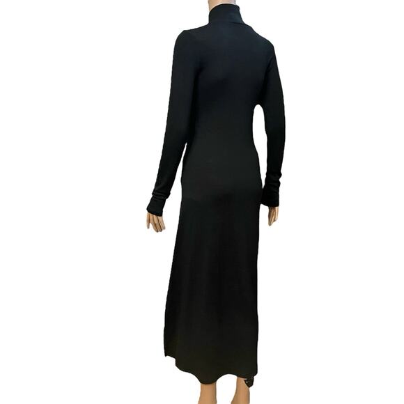 Wilfred Free Mock Neck Sweater Dress Size Small Midi Black Side Slit Minimalist - Picture 3 of 7